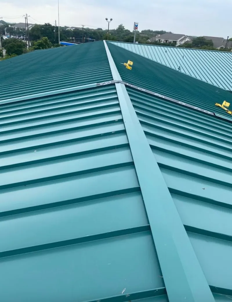 Green commercial metal roof ridge and valley for Metal Roof Repair in Waipio